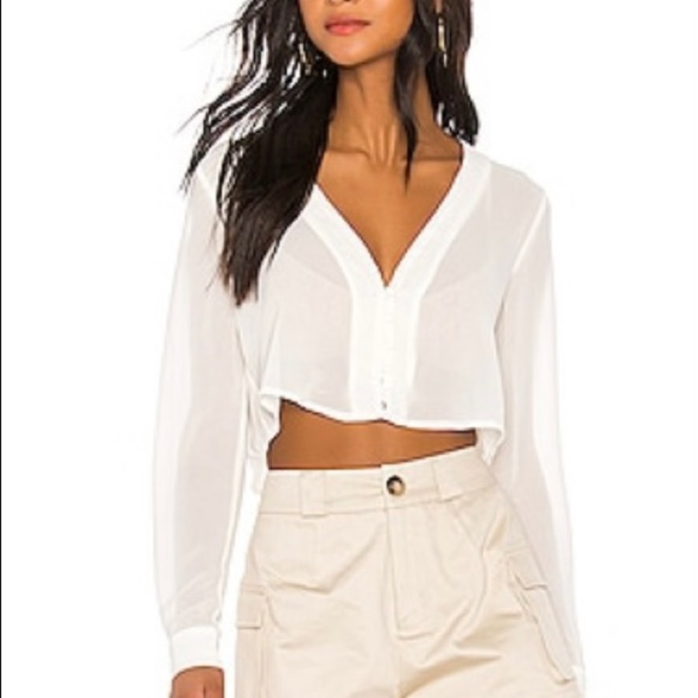 Superdown white crop blouse